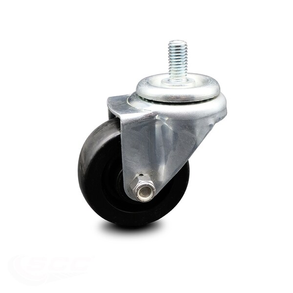 3 Inch Polyolefin Wheel with 1/2 in - 13 x 1 in Threaded Stem Swivel Caster SCC